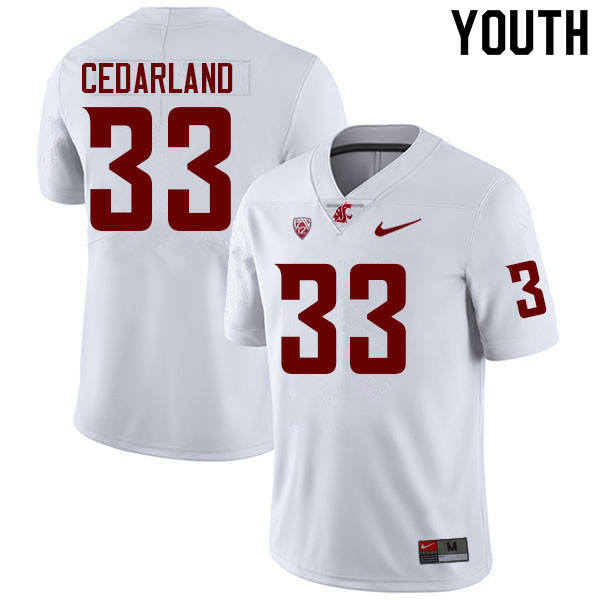 Youth #33 Hudson Cedarland Washington State Cougars College Football Jerseys Sale-White
